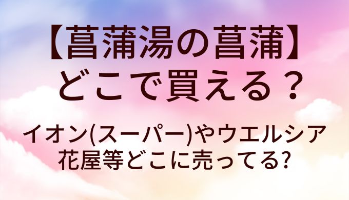 菖蒲湯の菖蒲はどこで買える?イオン(スーパー)やウエルシアや花屋等どこに売ってる?